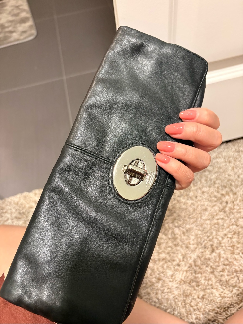 Coach Black Leather Madeline Clutch